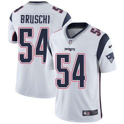 Men New England Patriots #54 Tedy Bruschi Nike White Vapor Limited NFL Jersey->new england patriots->NFL Jersey